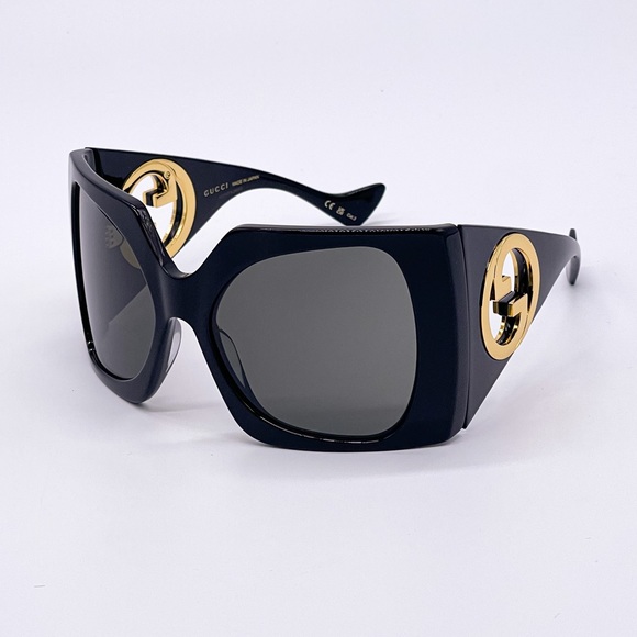 NEW GUCCI OVERSIZED BLACK WOMEN SUNGLASSES GUCCI GG1255S 001 - Picture 2 of 12
